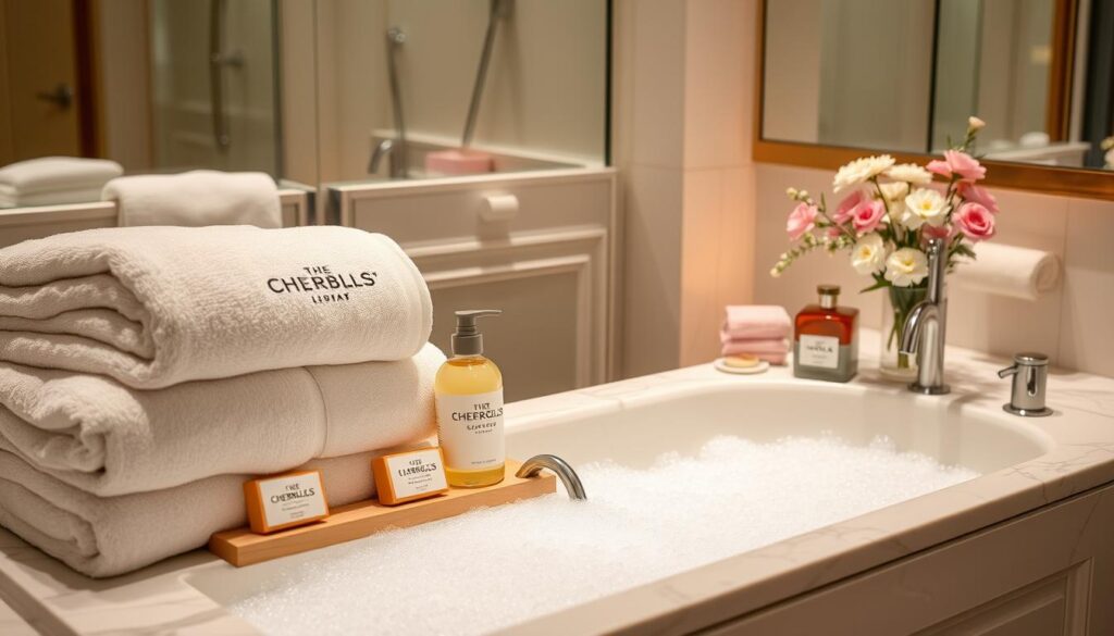 Luxury hotel bathroom amenities